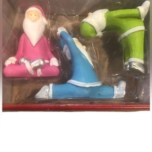 Yoga Santa Set of 3 Christmas Decorations Mini New